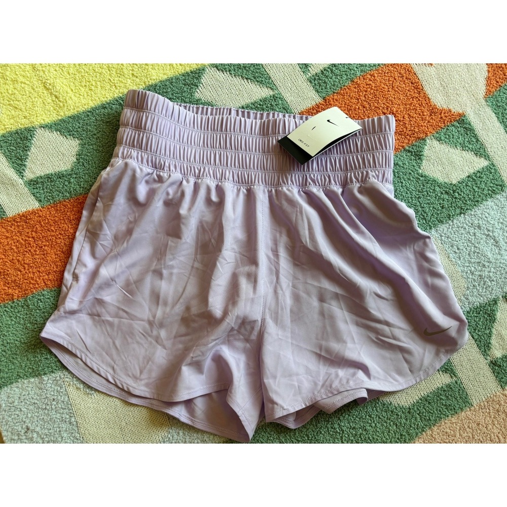 Nike Womens Dri-FIT Smocked‎ Training Shorts Light Purple Size Large